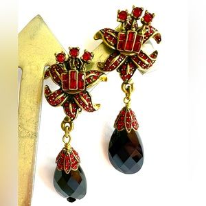 Heidi Daus Vintage Siam red & black drop earrings